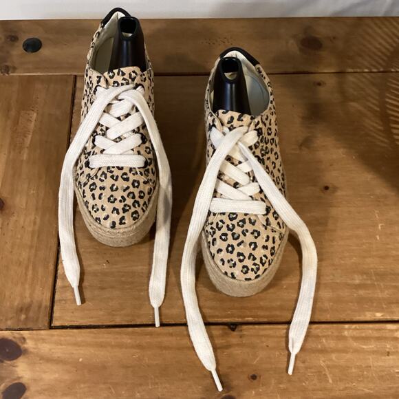 Toms Shoes - Toms Sz 8 Cassiah Platform Espadrille Lace-Up Sneakers Brown/Tan Cheetah Fun